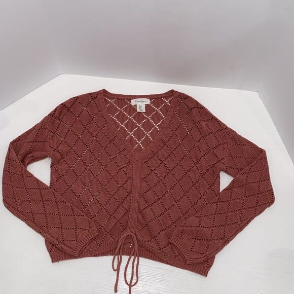 Jessica Simpson Long Sleeve V-Neck Knit Sweater In Blush Salmon Size Small - Picture 10 of 13